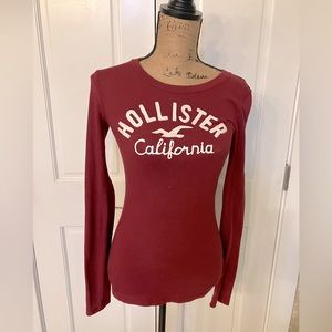 Hollister red long sleeve top XS